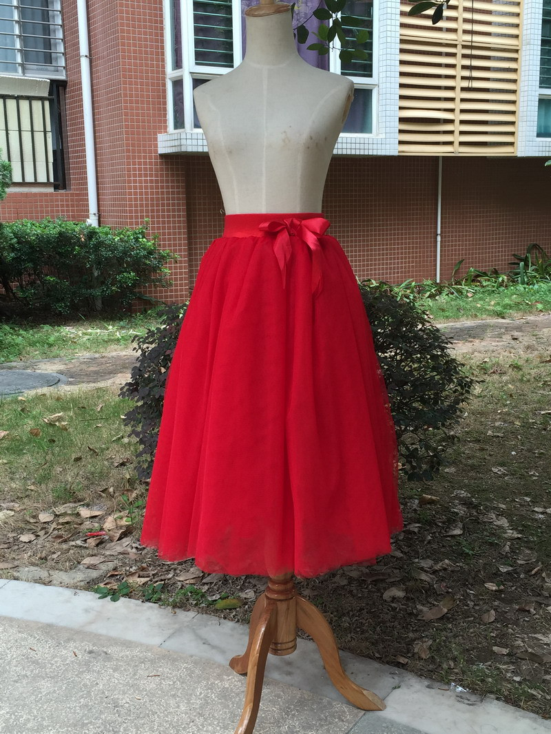 .,Красная юбка с бантом фатин